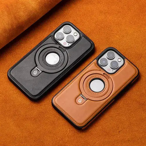 Luxury Ring Stand iPhone Leather Case